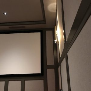 fabric panels installed in a home theater